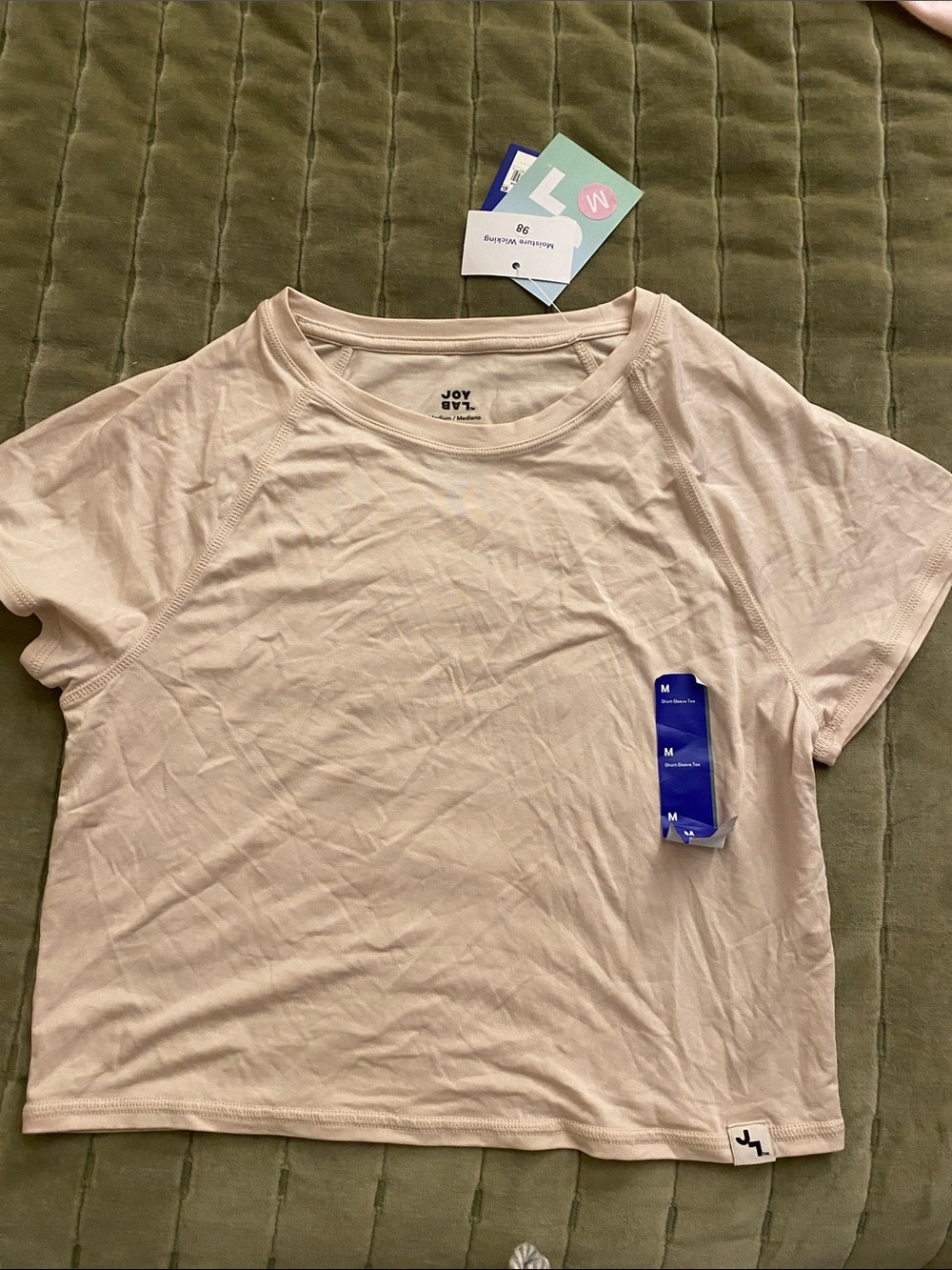 JoyLab Beige Short Sleeve Cropped Tee